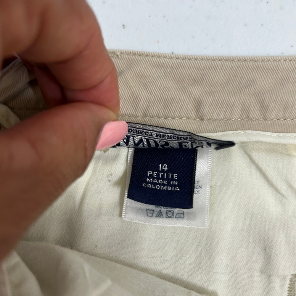 Lands End Khaki Chino Skirt Womens 14 Petite Tan Cotton Twill Straight Fit - Picture 4 of 7